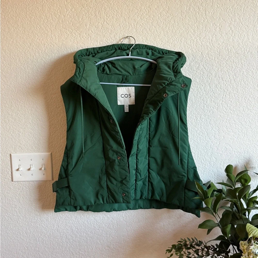 COS Forest Green Padded Hooded Gilet One Size - Picture 2 of 9